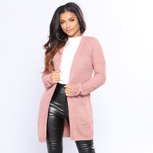 Mauve/Pink Cardigan Sweater